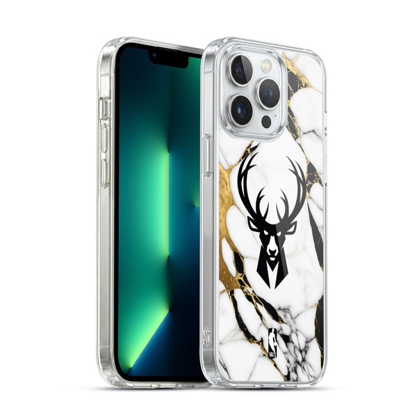 NBA Milwaukee Bucks White Marble Soft Gel Case for Apple iPhone 13 Pro Max & MagSafe