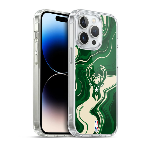 NBA Milwaukee Bucks Marble Agates Soft Gel Case for Apple iPhone 13 Pro & MagSafe