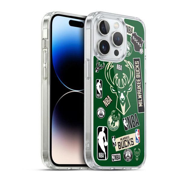 NBA Milwaukee Bucks Sticker Collage Soft Gel Case for Apple iPhone 13 Pro & MagSafe