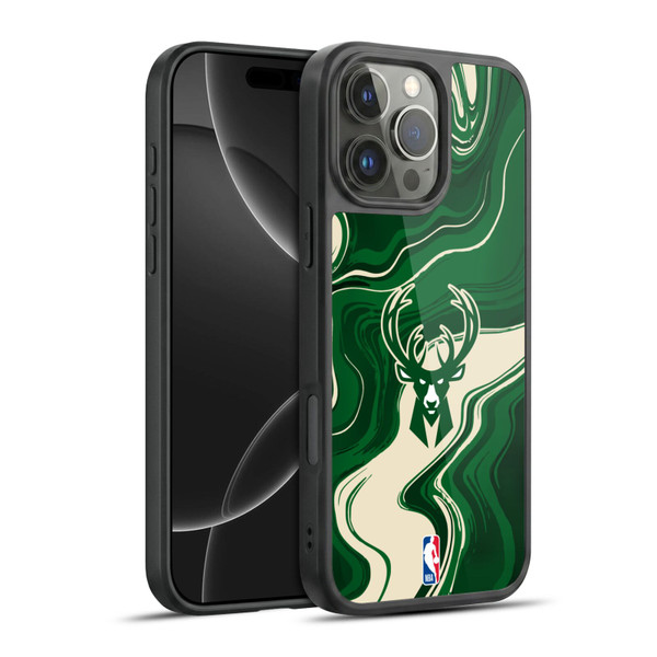 NBA Milwaukee Bucks Marble Agates Gel Armour Case For Apple iPhone 16 Pro Max