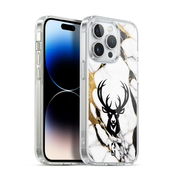 NBA Milwaukee Bucks White Marble Soft Gel Case for Apple iPhone 13 Pro & MagSafe