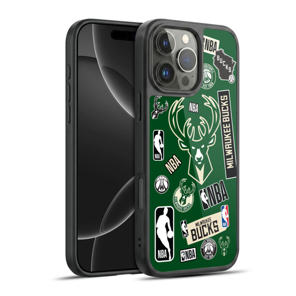 NBA Milwaukee Bucks Sticker Collage Gel Armour Case For Apple iPhone 16 Pro Max
