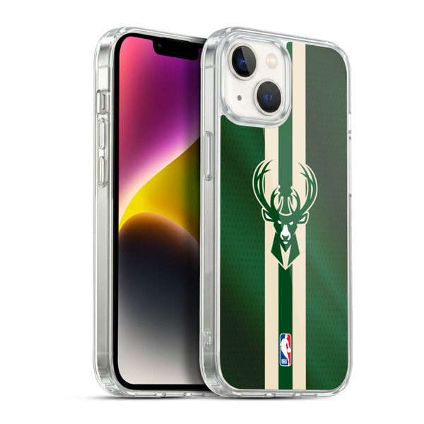 NBA Milwaukee Bucks Stripes Soft Gel Case for Apple iPhone 14