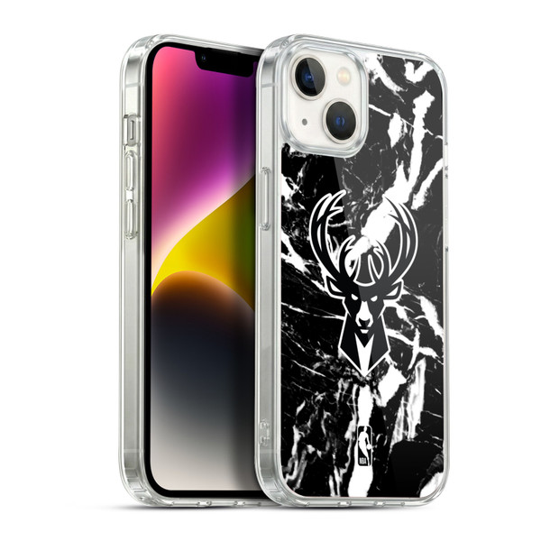 NBA Milwaukee Bucks Black Marble Soft Gel Case for Apple iPhone 14 Plus & MagSafe