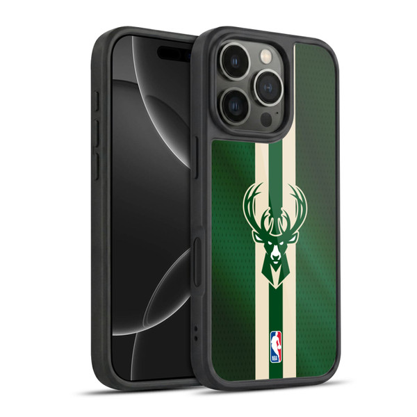 NBA Milwaukee Bucks Stripes Gel Armour Case For Apple iPhone 16 Pro