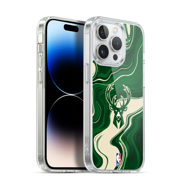 NBA Milwaukee Bucks Marble Agates Soft Gel Case for Apple iPhone 14 Pro & MagSafe