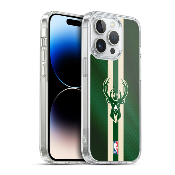 NBA Milwaukee Bucks Stripes Soft Gel Case for Apple iPhone 14 Pro & MagSafe