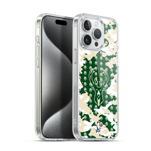 NBA Milwaukee Bucks Camouflage Soft Gel Case for Apple iPhone 15 Pro Max & MagSafe