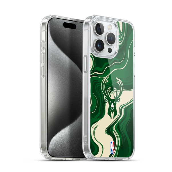 NBA Milwaukee Bucks Marble Agates Soft Gel Case for Apple iPhone 15 Pro Max & MagSafe