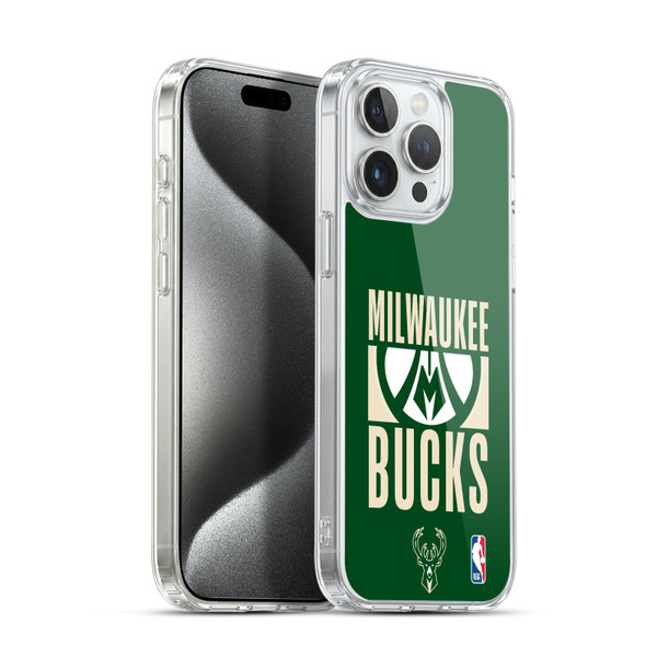 NBA Milwaukee Bucks Typography Soft Gel Case for Apple iPhone 15 Pro Max & MagSafe