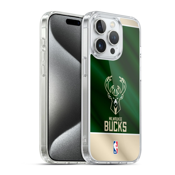NBA Milwaukee Bucks Horizontal Banner Soft Gel Case for Apple iPhone 15 Pro & MagSafe