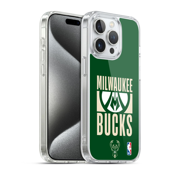 NBA Milwaukee Bucks Typography Soft Gel Case for Apple iPhone 15 Pro & MagSafe