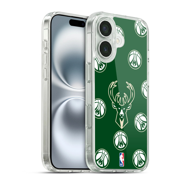 NBA Milwaukee Bucks Patterns Soft Gel Case for Apple iPhone 16 & MagSafe
