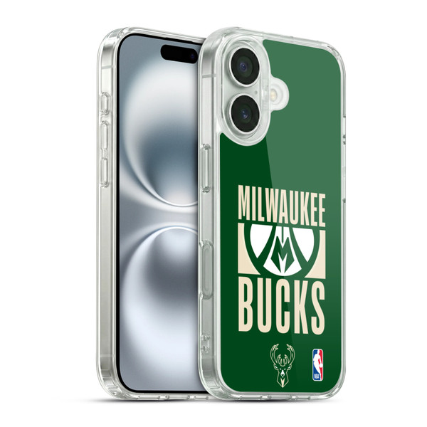 NBA Milwaukee Bucks Typography Soft Gel Case for Apple iPhone 16 & MagSafe