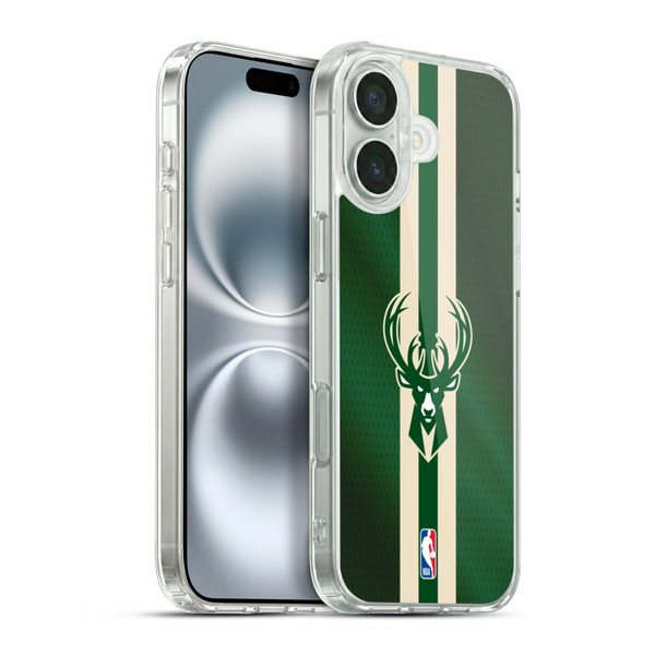 NBA Milwaukee Bucks Stripes Soft Gel Case for Apple iPhone 16 Plus & MagSafe