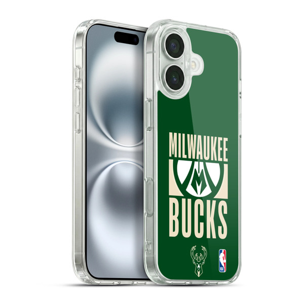 NBA Milwaukee Bucks Typography Soft Gel Case for Apple iPhone 16 Plus & MagSafe