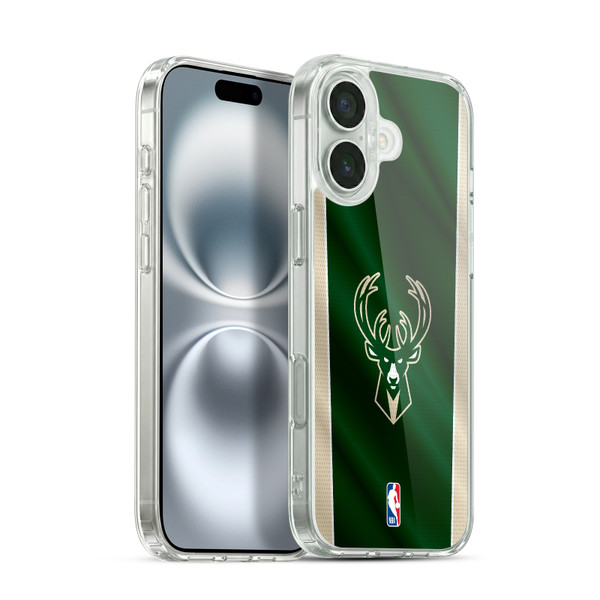 NBA Milwaukee Bucks Vertical Banner Soft Gel Case for Apple iPhone 16 Plus & MagSafe