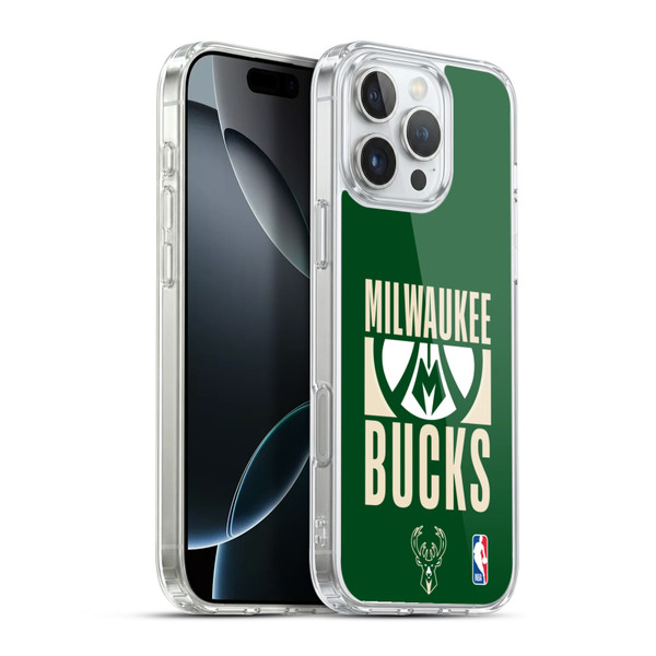 NBA Milwaukee Bucks Typography Soft Gel Case for Apple iPhone 16 Pro Max & MagSafe
