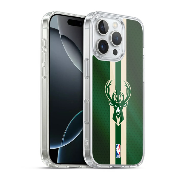 NBA Milwaukee Bucks Stripes Soft Gel Case for Apple iPhone 16 Pro & MagSafe