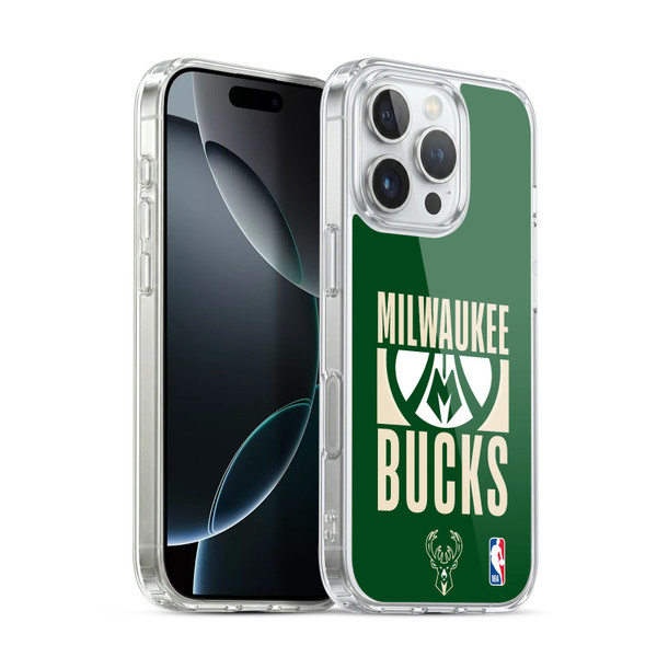 NBA Milwaukee Bucks Typography Soft Gel Case for Apple iPhone 16 Pro & MagSafe