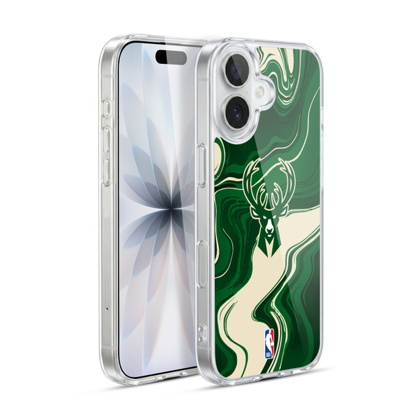 NBA Milwaukee Bucks Marble Agates Soft Gel Case for Apple iPhone 17