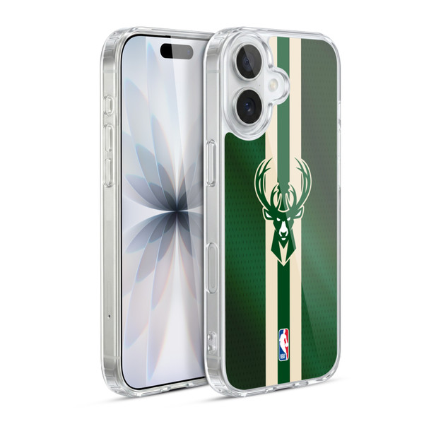 NBA Milwaukee Bucks Stripes Soft Gel Case for Apple iPhone 17