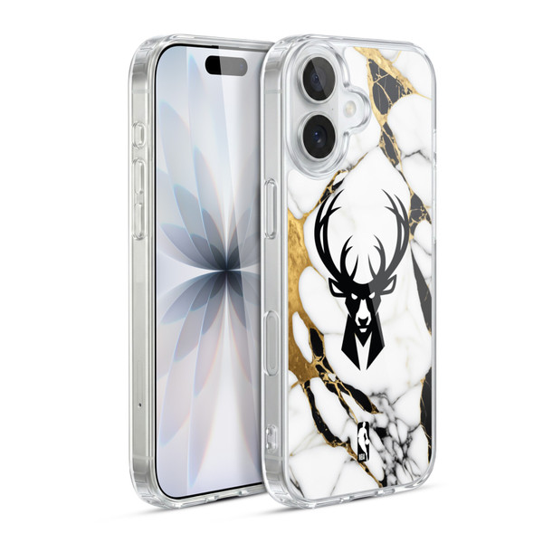 NBA Milwaukee Bucks White Marble Soft Gel Case for Apple iPhone 17