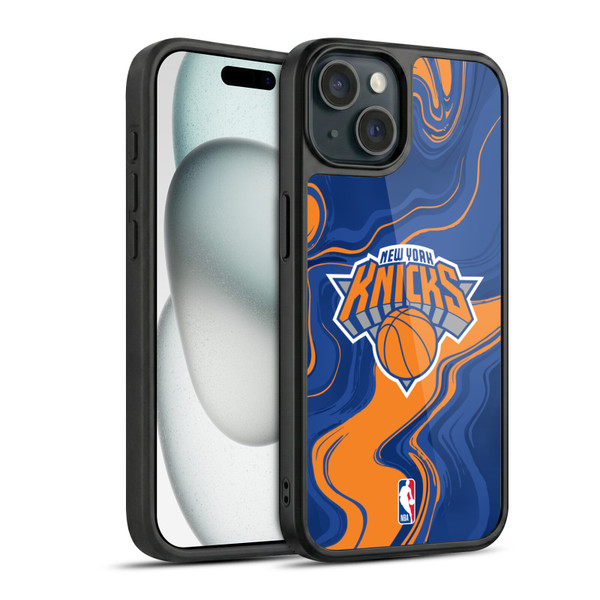 NBA New York Knicks Marble Agates Gel Armour Case For Apple iPhone 15