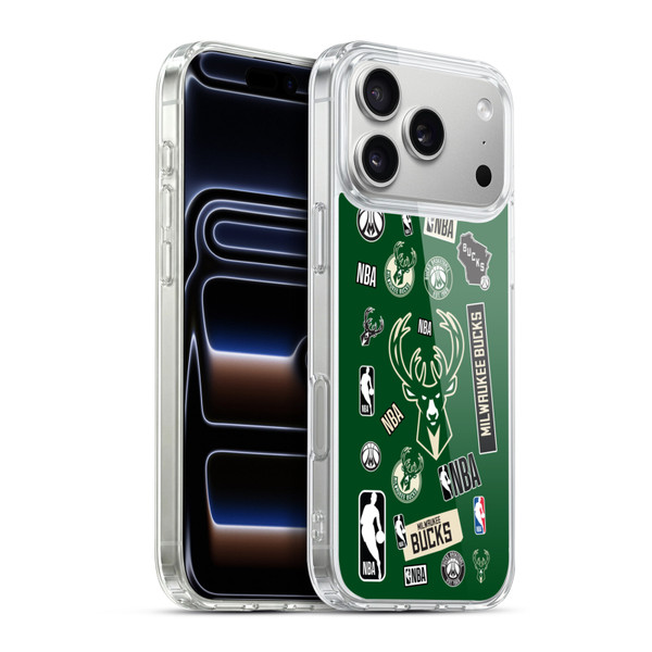 NBA Milwaukee Bucks Sticker Collage Soft Gel Case for Apple iPhone 17 Pro Max