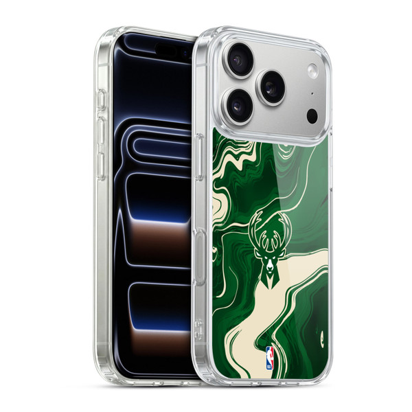 NBA Milwaukee Bucks Marble Agates Soft Gel Case for Apple iPhone 17 Pro