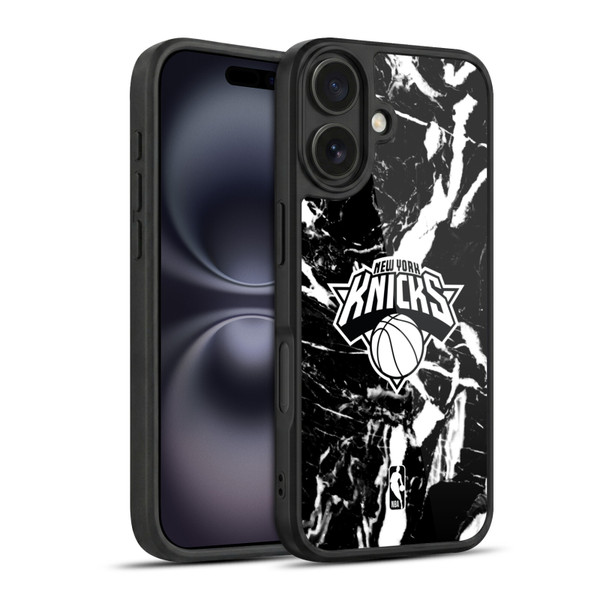NBA New York Knicks Black Marble Gel Armour Case For Apple iPhone 16
