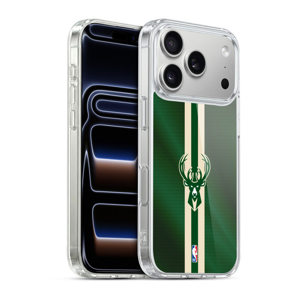 NBA Milwaukee Bucks Stripes Soft Gel Case for Apple iPhone 17 Pro