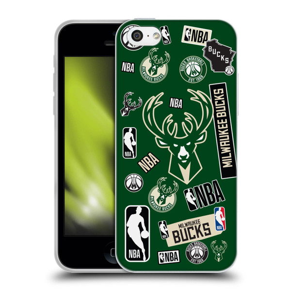 NBA Milwaukee Bucks Sticker Collage Soft Gel Case for Apple iPhone 5c