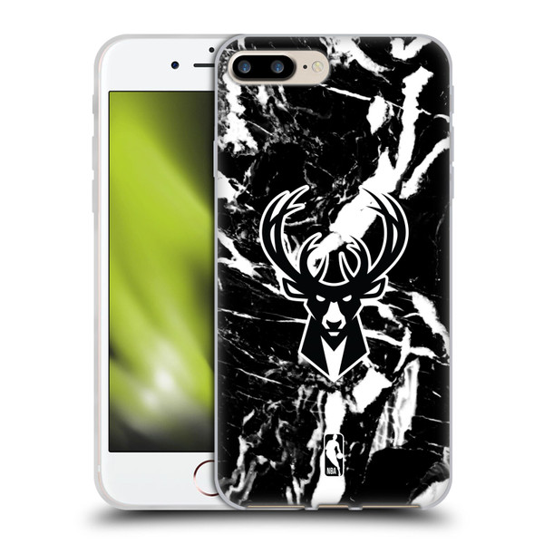 NBA Milwaukee Bucks Black Marble Soft Gel Case for Apple iPhone 7 Plus / iPhone 8 Plus & MagSafe