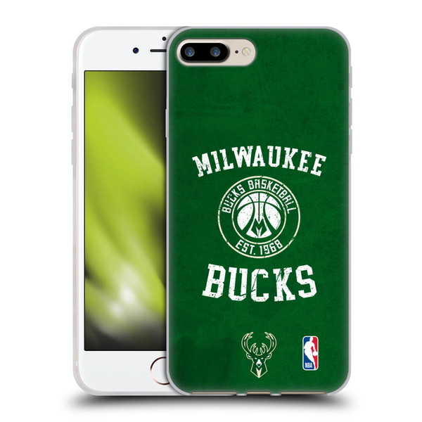 NBA Milwaukee Bucks Distressed Soft Gel Case for Apple iPhone 7 Plus / iPhone 8 Plus & MagSafe