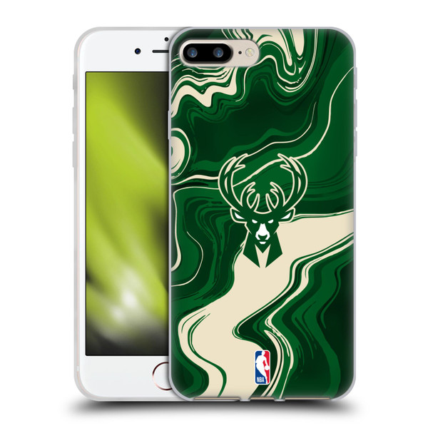 NBA Milwaukee Bucks Marble Agates Soft Gel Case for Apple iPhone 7 Plus / iPhone 8 Plus & MagSafe