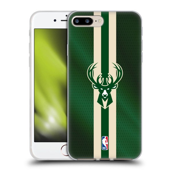 NBA Milwaukee Bucks Stripes Soft Gel Case for Apple iPhone 7 Plus / iPhone 8 Plus & MagSafe