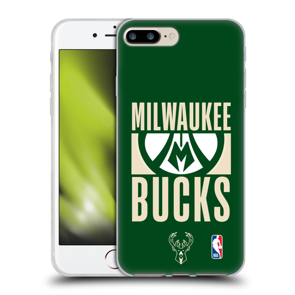 NBA Milwaukee Bucks Typography Soft Gel Case for Apple iPhone 7 Plus / iPhone 8 Plus & MagSafe
