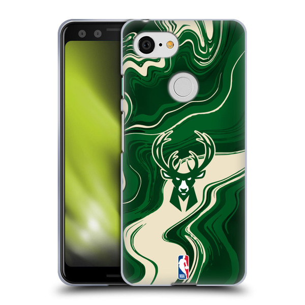NBA Milwaukee Bucks Marble Agates Soft Gel Case for Google Pixel 3