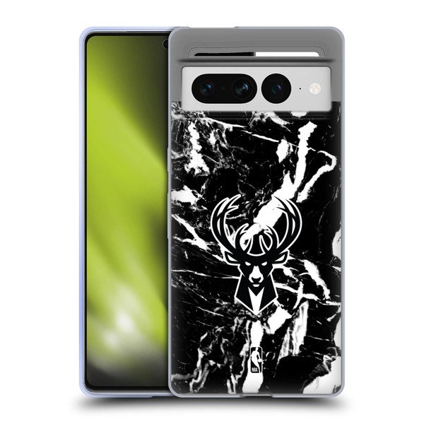 NBA Milwaukee Bucks Black Marble Soft Gel Case for Google Pixel 7 Pro