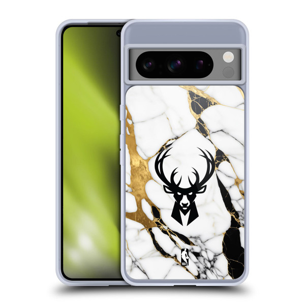 NBA Milwaukee Bucks White Marble Soft Gel Case for Google Pixel 8 Pro