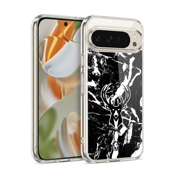 NBA Milwaukee Bucks Black Marble Soft Gel Case for Google Pixel 9 / Pixel 9 Pro