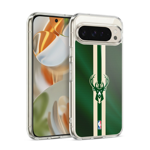 NBA Milwaukee Bucks Stripes Soft Gel Case for Google Pixel 9 / Pixel 9 Pro