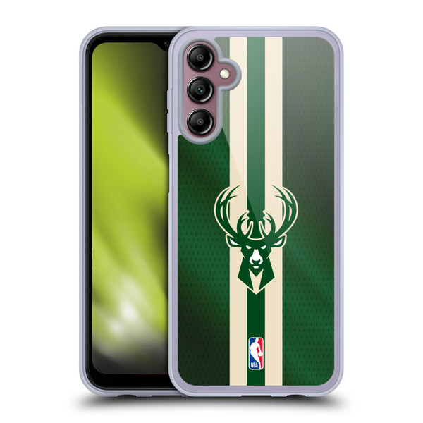 NBA Milwaukee Bucks Stripes Soft Gel Case for Samsung Galaxy A14 5G