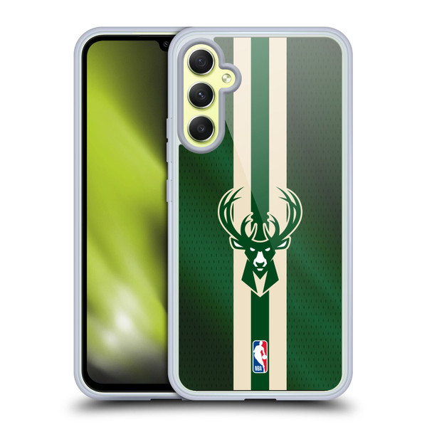 NBA Milwaukee Bucks Stripes Soft Gel Case for Samsung Galaxy A34 5G