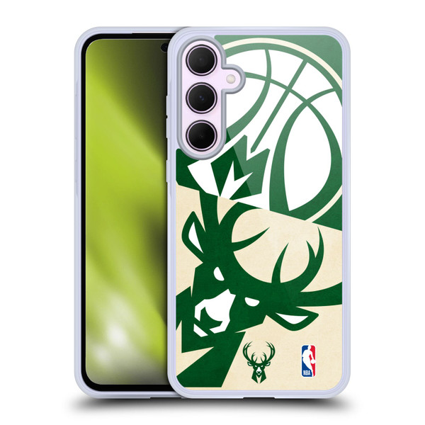 NBA Milwaukee Bucks Half Oversized Soft Gel Case for Samsung Galaxy A35 5G