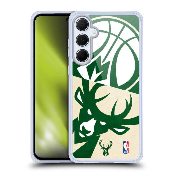 NBA Milwaukee Bucks Half Oversized Soft Gel Case for Samsung Galaxy A55 5G