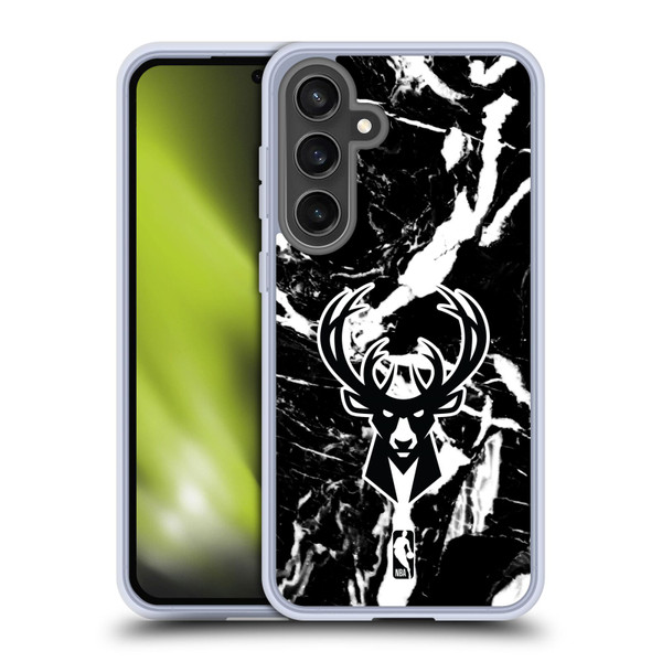 NBA Milwaukee Bucks Black Marble Soft Gel Case for Samsung Galaxy S24 FE & MagSafe