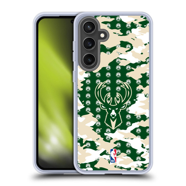 NBA Milwaukee Bucks Camouflage Soft Gel Case for Samsung Galaxy S24 FE & MagSafe
