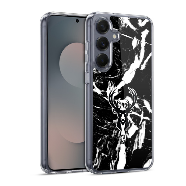 NBA Milwaukee Bucks Black Marble Soft Gel Case for Samsung Galaxy S25 & MagSafe